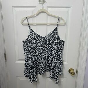 Black and white leopard pattern with embroidered neckline
